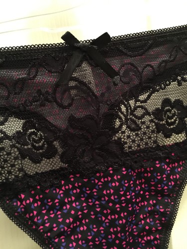 Lo último Rosa Azul Geométrico Tanga Bragas 3X/10 Sexy Negro Floral Encaje Cintura Dividida - Imagen 7 de 11