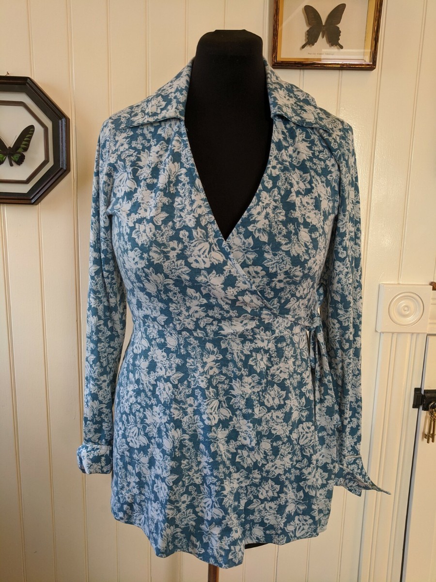 Sale！DVF★Evrin ドレス★ vintage 90s DIANE VON FURSTENBERG DVF RE-7 blue white floral