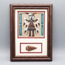 Navajo sandpainting framed Navajo Sandpainting of Female Yei Figure, Framed — listing 5