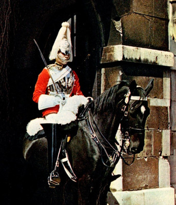 Vintage Continental Postcard Mounted Sentry Horse Guard Whitehall London UK 1962