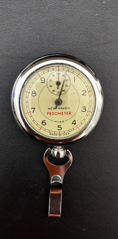 Vintage Pedometer Miles New Haven Clock Co USA Old Walking Distance Travel Meter