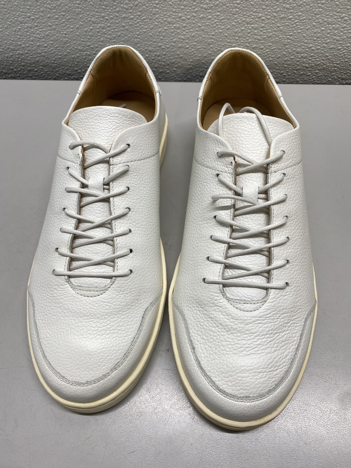 Luca Mens Terra Leather Low Top Classic Sneakers Size 11 All White