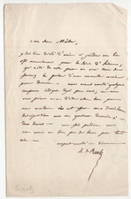 Henri de Ruolz (1808-1887) Signed Letter / Autographed French Composer & Chemist