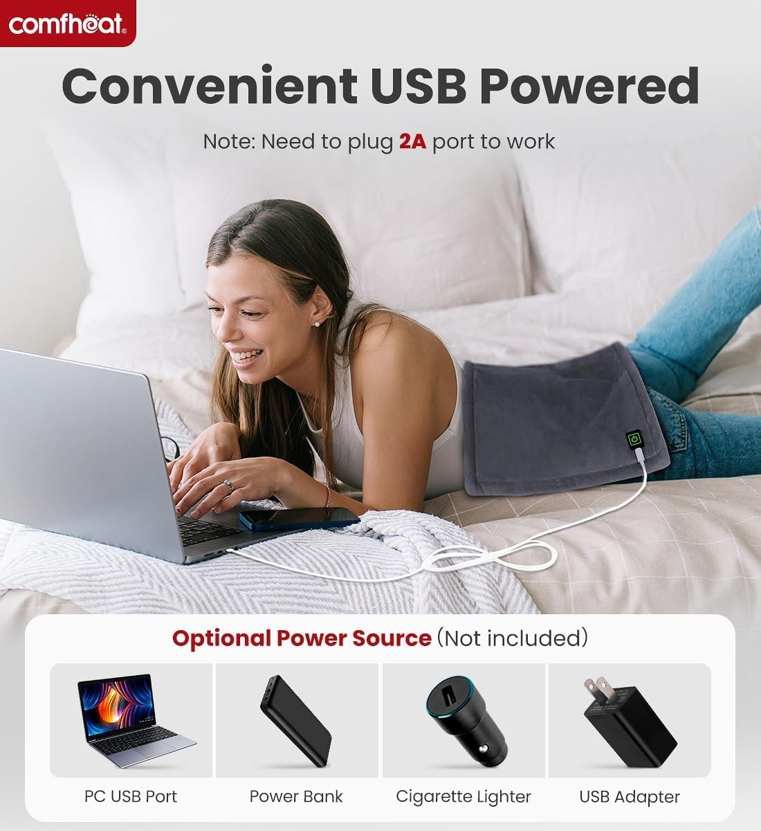 USB Heating Pad 5V Heated Travel Blanket Pads for Car Airplane FSA HSA Elig