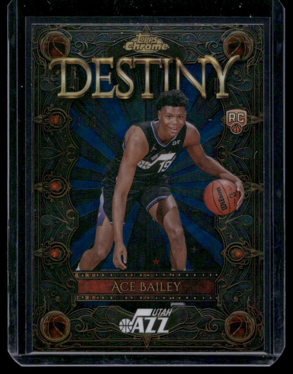 2025-26 Topps Chrome Basketball Ace Bailey Blue Refractor Destiny Insert 107/150