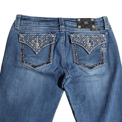    Miss Me Jeans Signature Skinny Women's Pants Sz 30 Studs/Gems/Flap Pockets