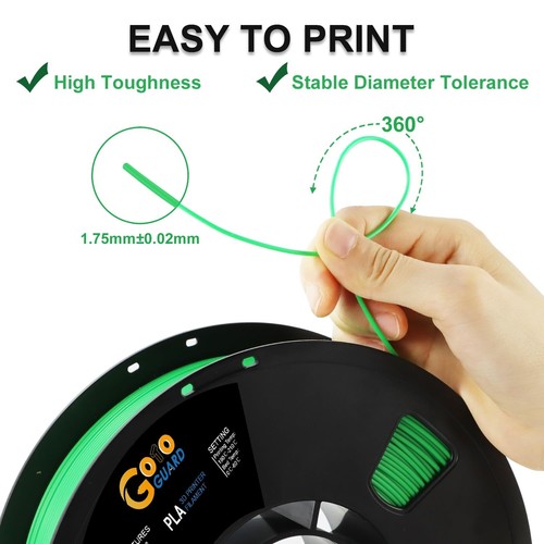 Goto Guard 3D Printer Filament Green, Green PLA Filament 1.75mm - Picture 2 of 3