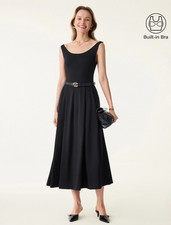 Balletic Scoop Neck Midi Bra Dress with Pocke...