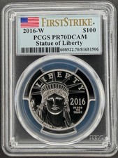 2016-W $100 PCGS PR 70 DCAM Statue of Liberty American PROOF Platinum Eagle 1 oz 2250.00 per troy oz