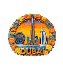 Ain Dubai Ferris Wheel Burj Al Arab Burj Khalifa Tourist Souvenir Fridge Magnet
