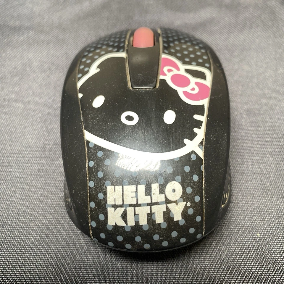 Hello Kitty Wireless Optical Mouse 2012 Sanrio 2.4Ghz Black Pink TESTED - Image 2 of 4