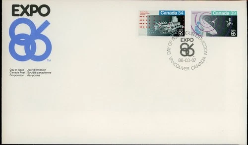 CANADA 1986 EXPO 86 #1078-79 FIRST DAY COVER !! L189