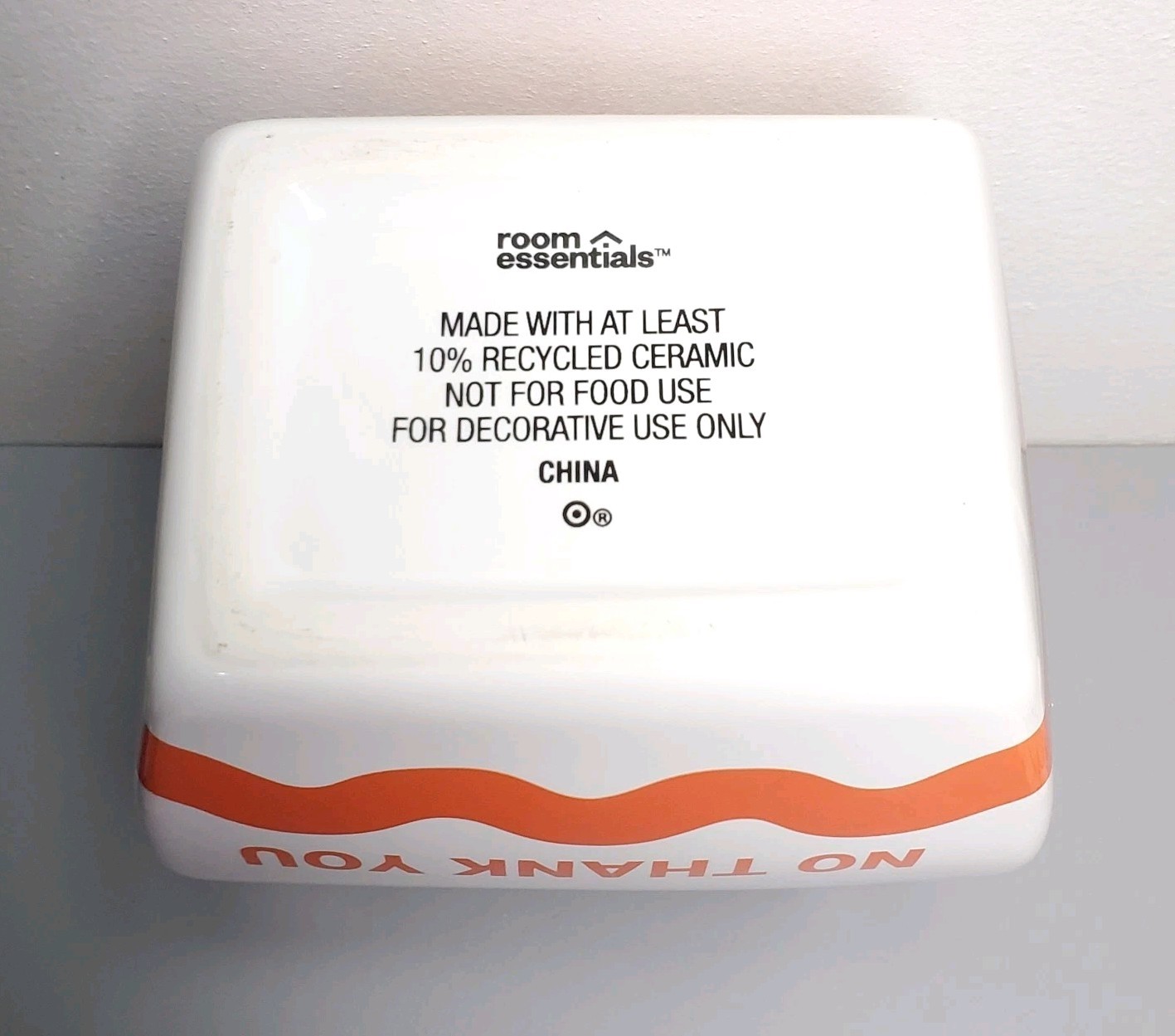 Room Essentials "Thank You" "No Thank You" Porcelain Grocery Bag Decoration/Vase thumbnail 4