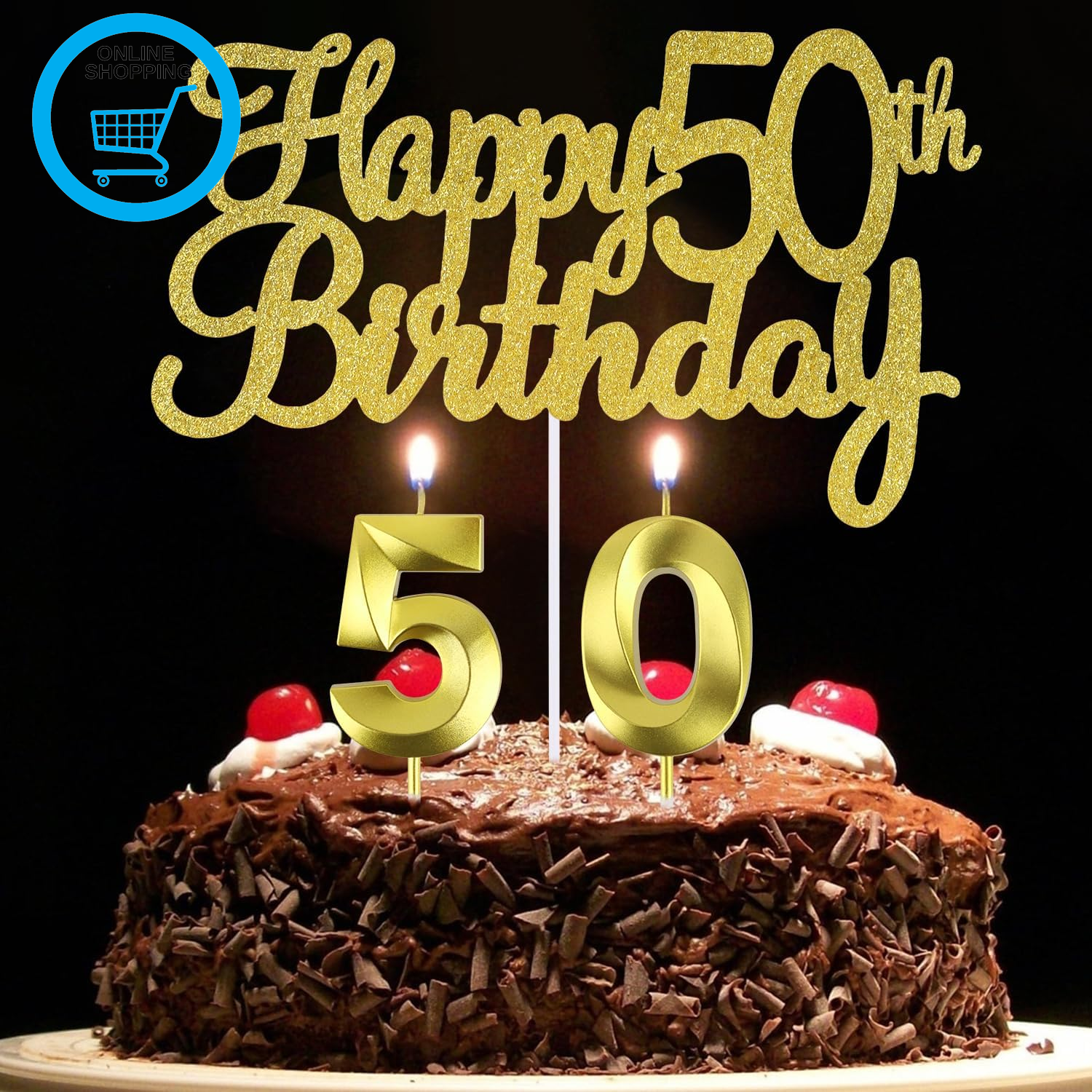 50Th Birthday Candles Happy 50Th Birthday Cake Topper, 50 Cake Topper Number 50
