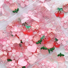 60 Pcs Junk Case Charms Kit, Charms for Junk Cases, 3D Pink Phone Case Charms, S