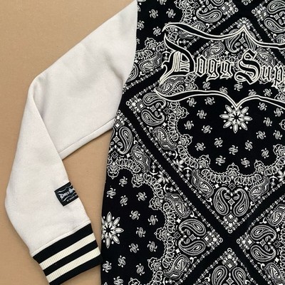 Dogg Supply Varsity Jacket Mens XS Black White Paisley Snap Button