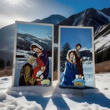 new set of two couple of Christmas holy cards Made In Italy