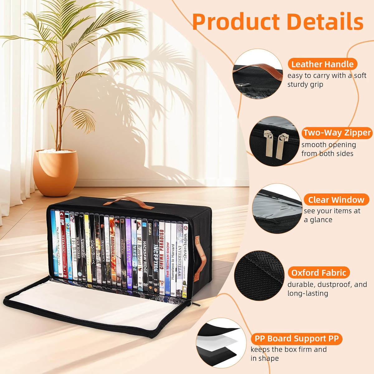 4 Pack DVD Storage Box, Stackable Oxford Fabric DVD Cases Holder