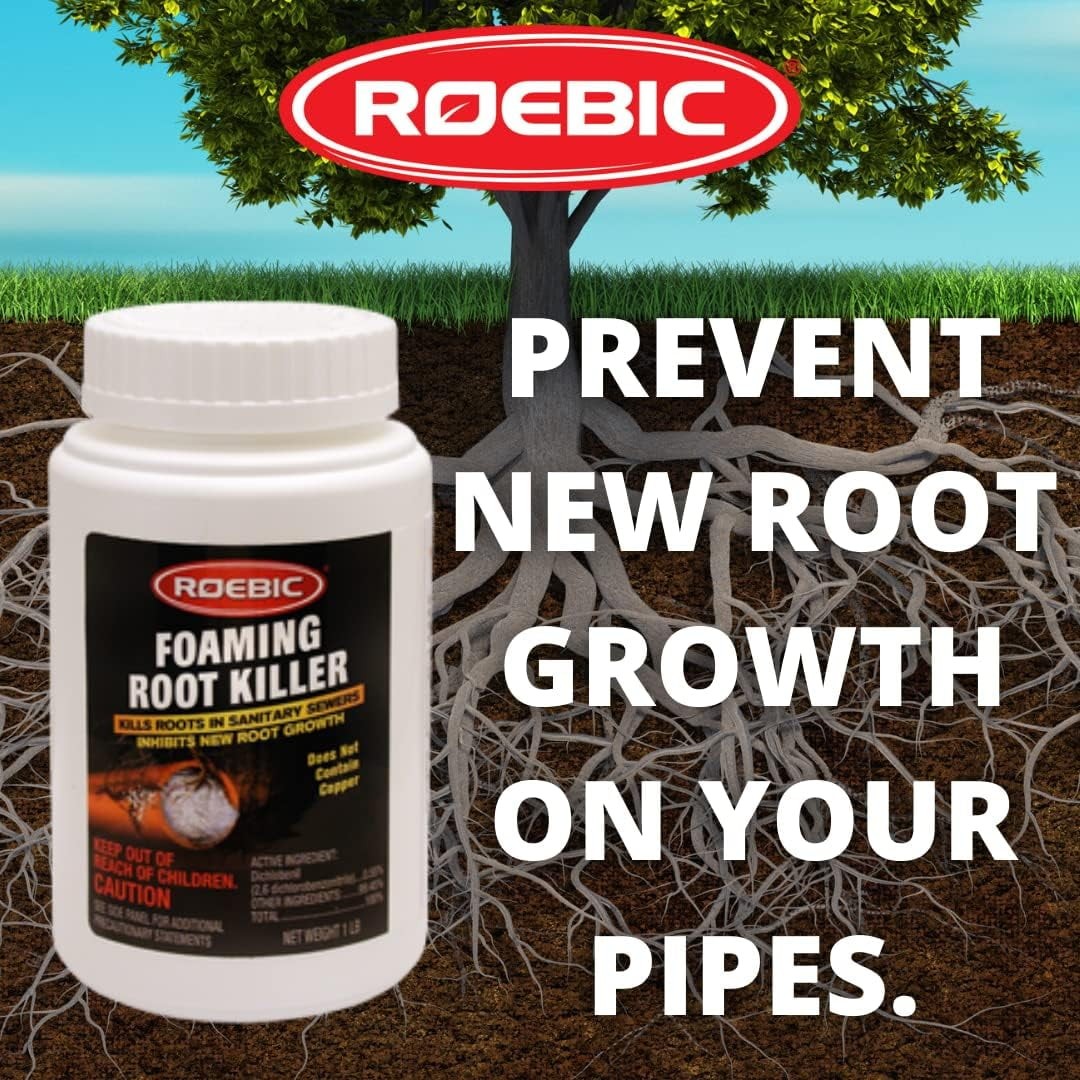 Roebic Foaming Root Killer 1lb - Safe for Pipes, Drains & Toilets