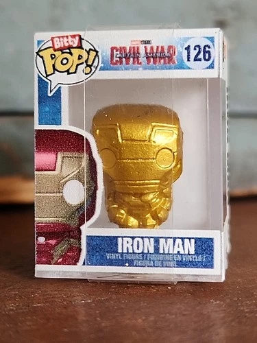 Rare Gold Iron Man Funko Bitty Pop Marvel Civil War #126 *Gold 1/32* Collectable