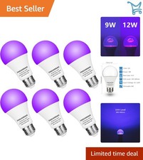 LED Black Light Bulb 9W A19 UV 390-400nm E26 Indoor Party Fluorescent