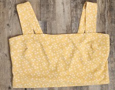 ABERCROMBIE FITCH Floral Crop Tank Yellow White Stretchy XL Adjustable Straps
