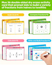 Wooden Fraction Educational Puzzle Wood Tiles Circles Set Math Manipulatives