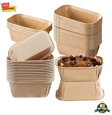 50PCS Rectangular Loaf Cake Cases – Greaseproof Paper Baking Moulds