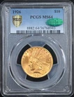 1926 $10 Gold Indian Eagle Coin PCGS MS64 CAC Sticker Outstanding Color