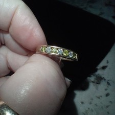 Genuine Yellow And White Diamond Ring, 10kt Yellow Gold, Size 10