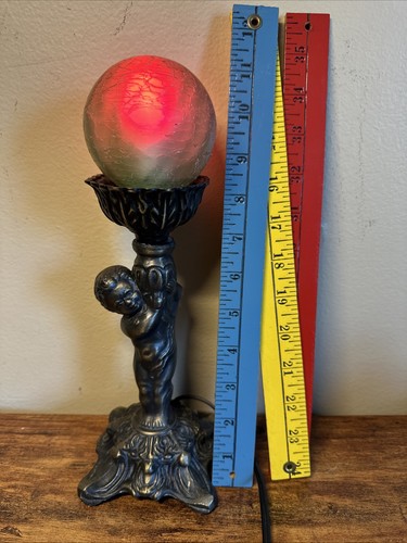 Vintage Art Deco Nouveau Figural Table Lamp With Original Glass Globe Shade - Picture 3 of 5