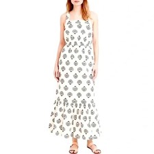 J.Crew Women's Size 8 White and Black Shell Print Voile Maxi Dress