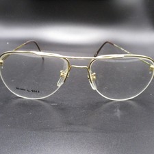 Vintage KENMARK FLIGHT Aviator Eyeglass Frames Gold Metal Full Rim JAPAN