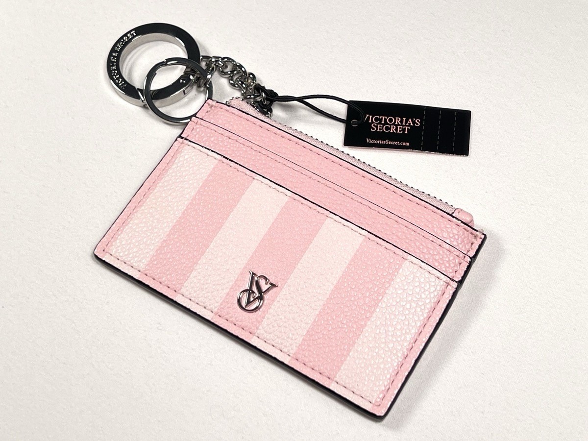 Victoria's Secret Zipper Card Case Wallet Keyring Signature Iconic
