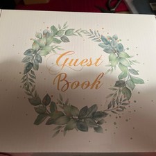 Wedding/Party Reception Guest Book Gold Pen Stickers Photo Cover Green Wreath