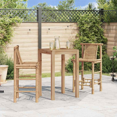 Barhocker 2 Stück Natur Bambus 53x45x102cm Hochlehner 70cm Sitzhöhe Robust Set