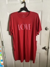 Joyspun Dreamy Soft Collection Love Red Knit Short Sleeve Sleepshirt L-XL