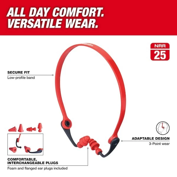 Milwaukee Tool 48-73-3201 tapones para los oídos con bandas de espuma reutilizables, forma de bala, 25 Db, Foto 3 de 4
