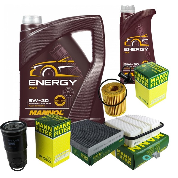 Mann Inspektionspaket 6L Mannol Energy 5W-30 FüR Toyota RAV 4 IV 2.2 D 4WD-image