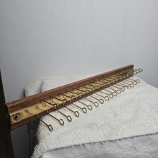Vintage Tie Or Belt Organizer Wood And Brass 36 Hooks