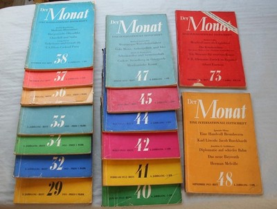 Der Monat - Eine internationale Zeitschrift. 15 St.  von 1951 bis 1954 Konvolut