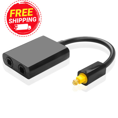 Optical toslink Digital splitter Adapter 1 In 2 out Dual Port audio Cable fiber!