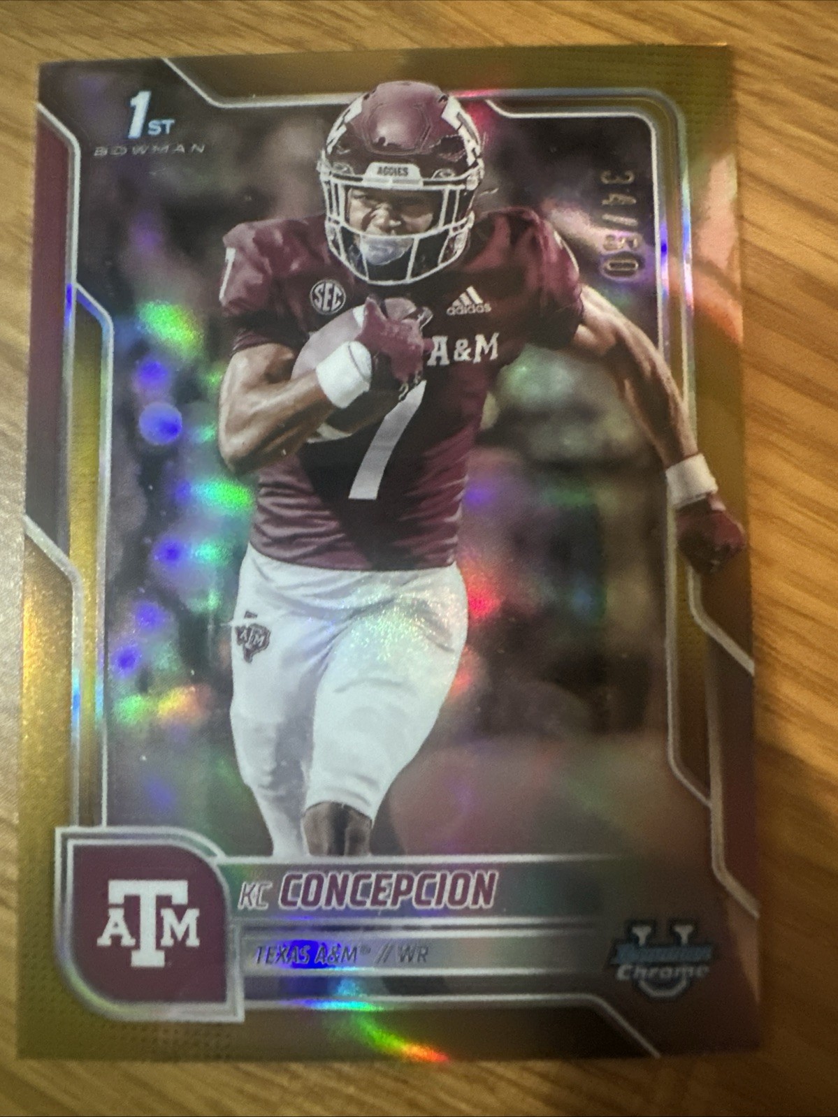 KC Concepcion 2025 Bowman University Chrome #91 Gold Refractor /50