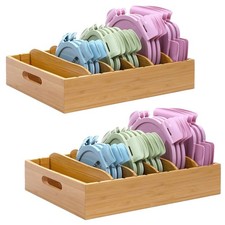 XiaoyuziTF Bamboo Lid Holder Food Container Kitchen Organizer with 5 Adjustable