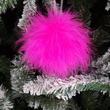 Hot Fushia Pink Feather bauble - Kitsch bauble - maximalist Xmas tree decoration