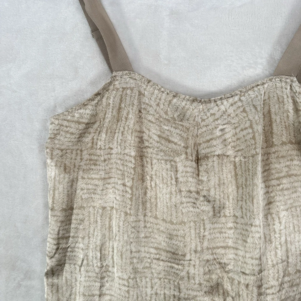 Camiseta sin mangas Banana Republic para mujer S beige satinado cuello cuadrado seda hadas romántica Y2K Foto 2 de 4