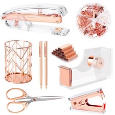 Rose Gold Desk Accessories  Office Supplies Set Acrylic Stapler Set Staple Rem...