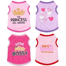 4 Pieces Chihuahua Clothes Cute Dog XX-Small, Purple,Rose,Pink,Light Pink