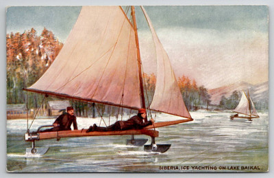 Siberia Ice Yachting On Lake Baikal Tuck Oilette c1910 Art Postcard H44