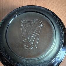 Vintage Advertising Small Ashtray Harp Lager Grey Glass. 11cm Diameter. 